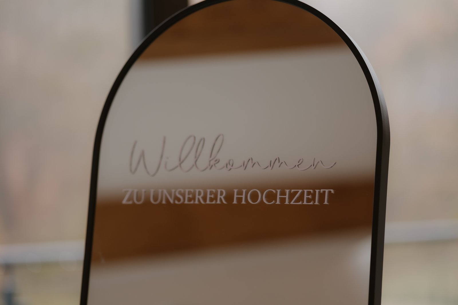 Willkommensschild „Spiegel schwarz"